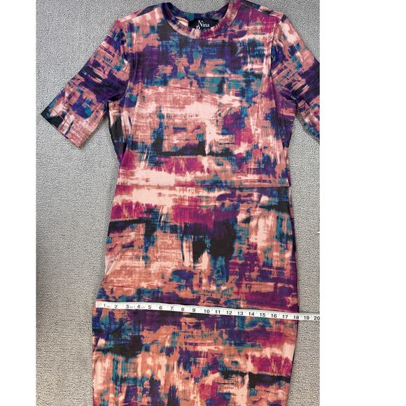 Nina Parker Midi Dress Mesh Abstract Form Fitting Multicolor Size 1X - Picture 8 of 11